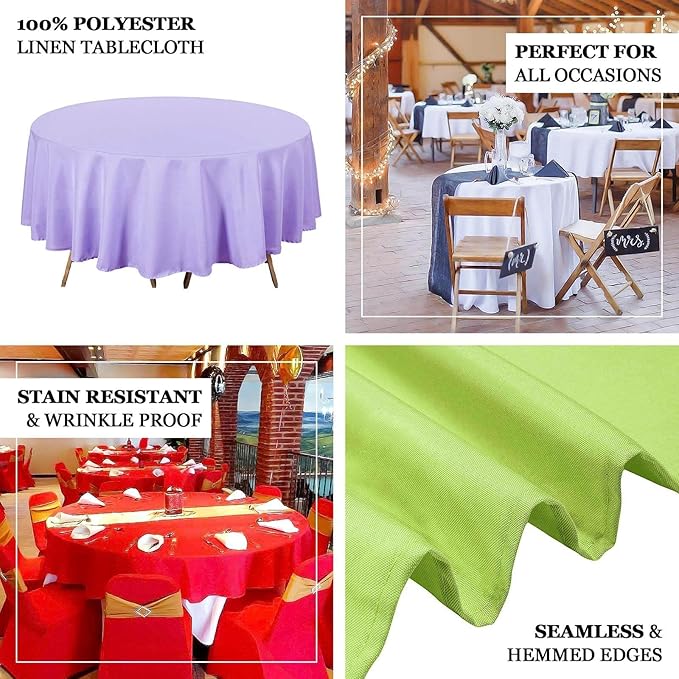 Efavormart Round Tablecloth, 90 Inch Stain & Wrinkle Resistant Washable Table Cloth, Decorative Polyester Fabric Table Cover for Banquet, Wedding, Dining- Ivory
