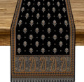 Vintage Paisley Table Runner, Boho Brown Black Flowers Leaves Print Table Runner for Home Dining Kitchen Table Party Wedding Decor, 13x90inch