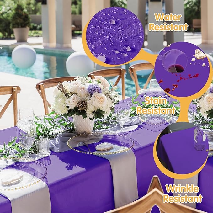 Purple Rectangular Polyester Tablecloths, 10 Pack, 70 x 120 Inch
