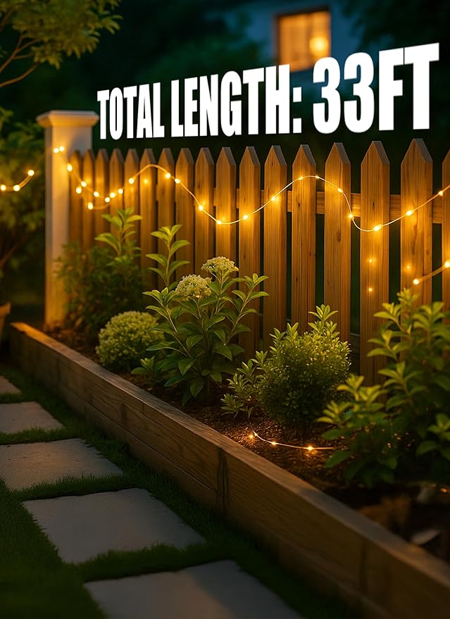 Outdoor String Lights, 400 LED Warm White Solar Powered 132 Ft