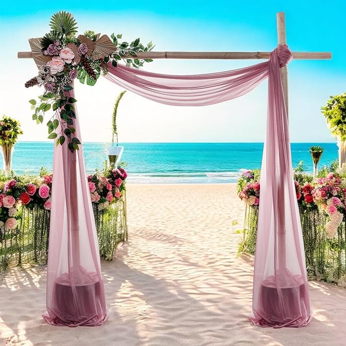 MDS Halloween Chiffon Draping Fabric - 1 Panel, 30" Wide x 50ft Long - Sheer Spooky Arbor & Canopy Drapery for Haunted House Backdrops, Party Ceilings, DIY Costumes & Themed Events - Mauva