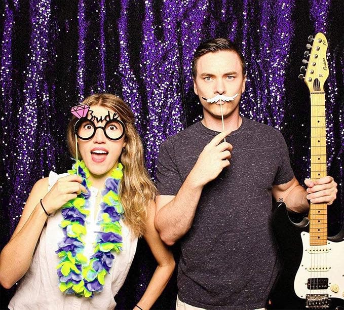 JYFLZQ Purple Sequin Backdrop Curtains 8ft x 8ft 1 Panel Glitter Photo Booth Backdrops Sparkly Photography Background Drapes for Parties Wedding Bridal Showers