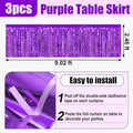 29x108 Inch Foil Fringe Table Skirts Metallic Banner, 3 Pack – Purple