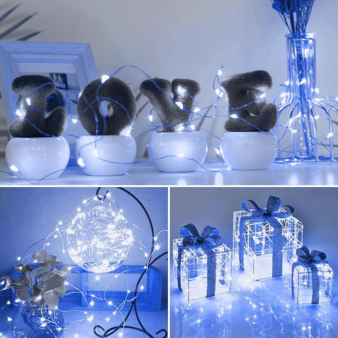 kolpop 30 Pack LED Fairy Lights Battery Operated, 7FT 20 LED Mini Twinkle String Lights Battery Powered Waterproof for Christmas Mason Jars Party (Cool White)