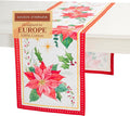 Maison d' Hermine Table Runner 100% Cotton Single Layer Table Runners 72 inches Long for Thanksgiving Christmas Decorations Home Kitchen Dining Party Wedding (Poinsettia Christmas, 14.5" x 72")