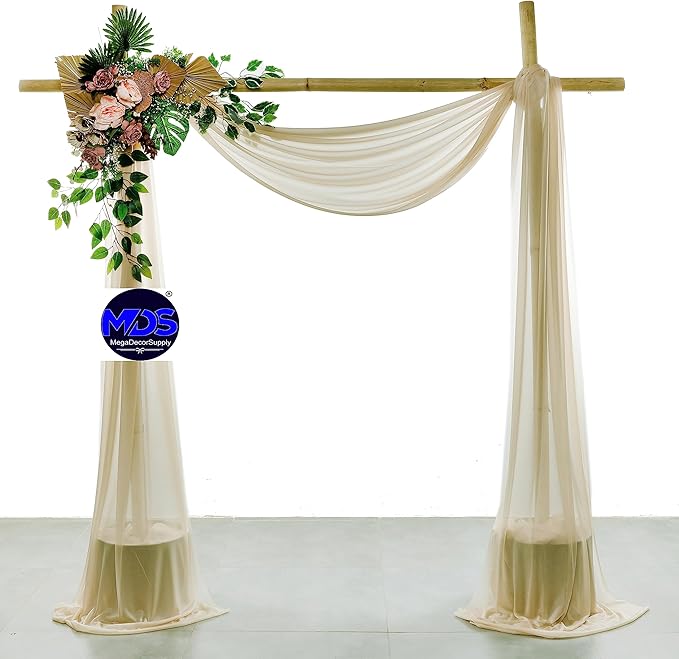 MDS Halloween Chiffon Draping Fabric - 2 Panel, 30" Wide x 30ft Long - Sheer Spooky Arbor & Canopy Drapery for Haunted House Backdrops, Party Ceilings, DIY Costumes & Themed Events - Champagne Gold