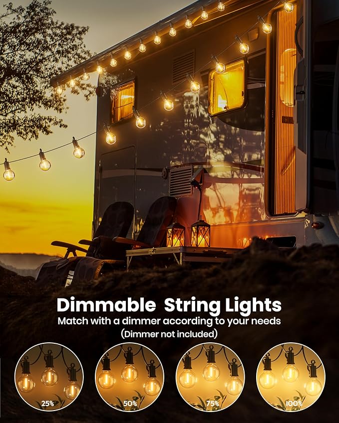 String Lights, 209 FT Warm White G40 Shatterproof Bulbs