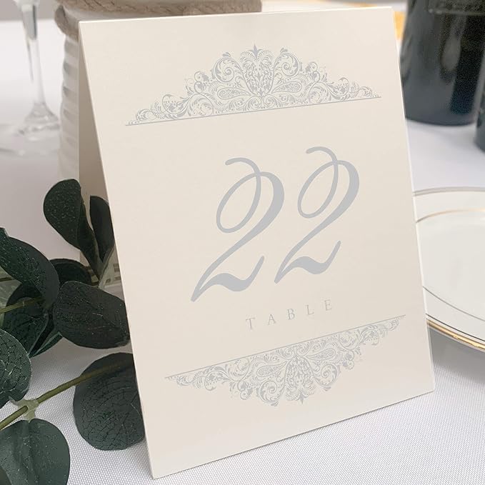 Paisley Table Number Cards, 1-175, Pearlescent Champagne Heavyweight