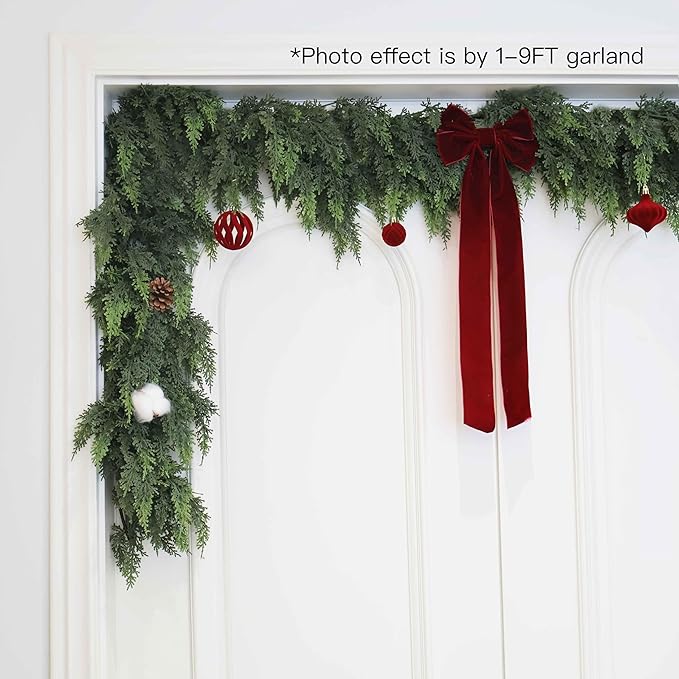 Garland, 5 Ft Green Faux Cedar with Flexible Wire for Indoor or Outdoor Decor