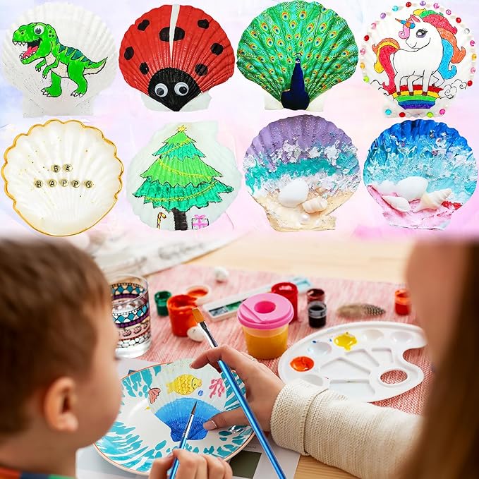 25PCS Sea Shells Scallop Shells Natural White Sea Shells for DIY Craft Crafting,Painting,Baking,Home Decor and Beaching Wedding Decoration (6-8CM) Seashells Bulk
