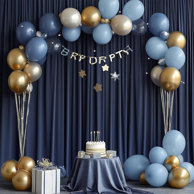 20ftx12ft Wrinkle Free Navy Blue Backdrop Curtain, 4 Panels 12FT Height Navy Blue Wedding Backdrop Drapes, Silky Polyester Back Drop Cloth for Birthday Photography Background Party Backdrop Draping