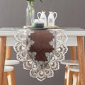 Vintage Lace Dining Table Runner, 120 Inches Floral Coffee Table Runners for Kitchen Home Christmas Party Decorations (16x120 inch, Brown)