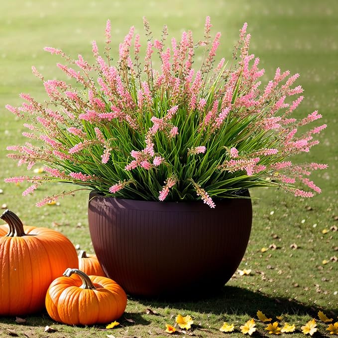 Artificial Greenery Stems, Magenta Plastic Monkey Grass, 12 Bundles