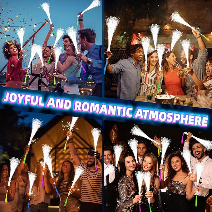 76 PCS White Fiber Optic Sticks, LED Fiber Wands, Fiber Optic Wand with 3 Light Modes, Glow in the Dark Party Supplies, Wedding Party Supplies, for Wedding, New Year, Birthday, Carnival