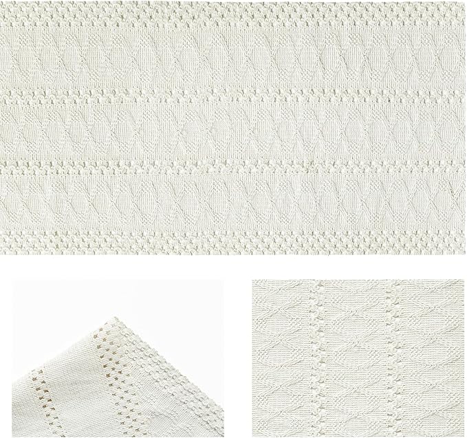 Artoid Mode Beige Farmhouse Woven Rustic Hollow Table Runner, Seasonal Holiday Hollow Kitchen Dining Table Decoration for Home Party Decor 12x90 Inch