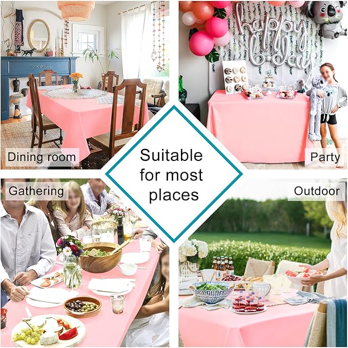 Hiasan Rose Pink Tablecloth for Rectangle Tables - Waterproof and Spillproof Washable Fabric Table Cloth for Dining Room Kitchen Party, 52 x 70 Inch