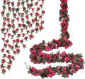 10 Pcs 82FT Flower Garland, Artificial Rose Garland Flowers Plants Fake Flower Hanging Rose Ivy, Birthday Party Valentine's Day Wedding Wall Arch Decor（Fuchsia）