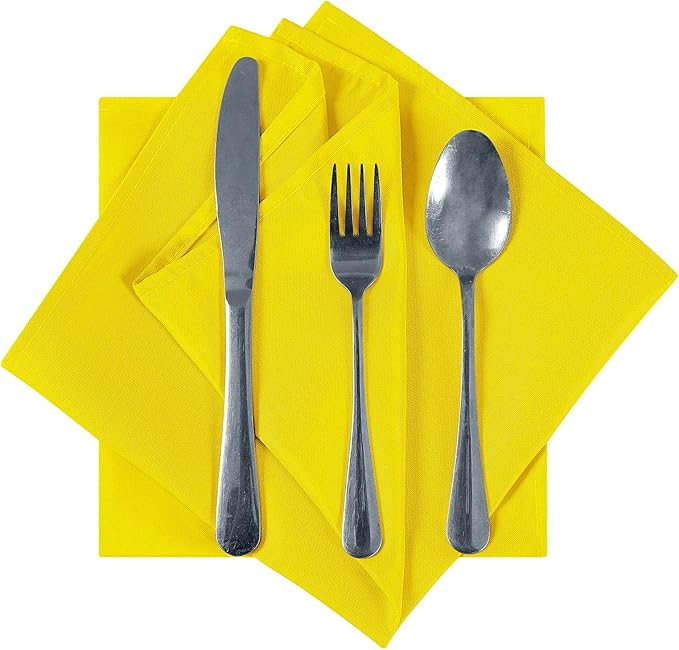 Cloth Napkins 20x20 inch Washable Polyester Dinner Napkins Soft Table Napkins for Wedding Party Dining Banquet(Yellow,100PCS)