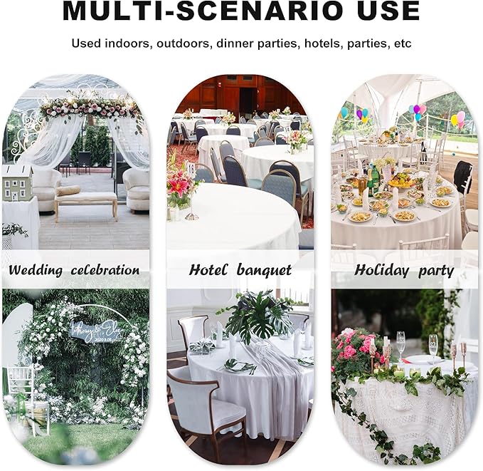 Tablecloths 10 Pack, 90 Inch Round White Polyester Table Covers