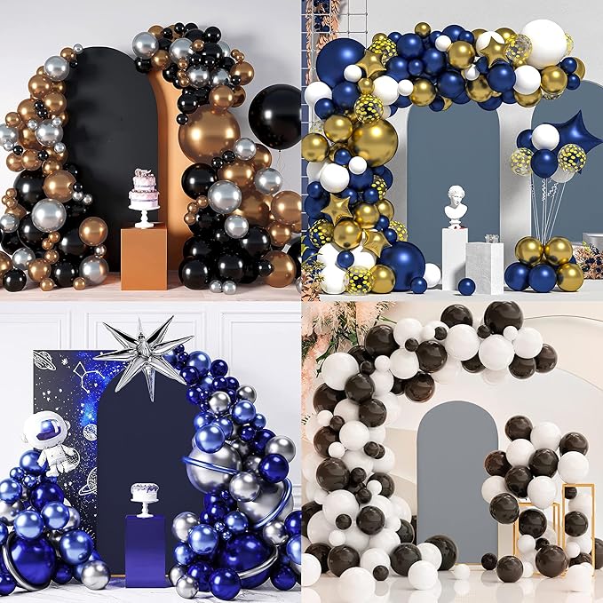 Wedding Arch Covers Arch Backdrop Cover Arch Stand Covers 7.2FT 6.6FT 6FT Set of 3 Arch Cover Spandex Fabric Stretchy Backdrop for Wedding Birthday Party Decoration Baby Shower (Black, Cover Only)