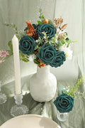 Artificial Flowers Real Looking Peacock Foam Fake Roses, 25pcs – Green