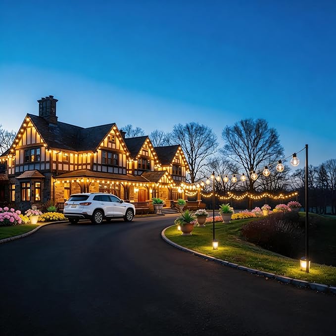 String Lights 300 Ft Black Outdoor LED Warm White, Dimmable