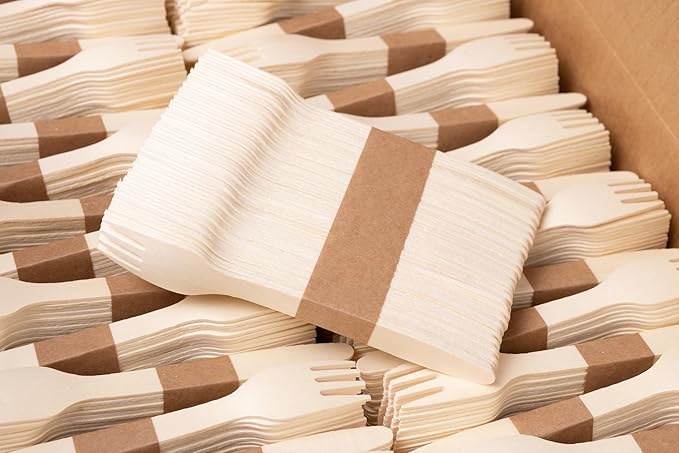 Disposable Wooden Forks, 2000 Count, Natural Wood Finish