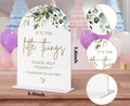 Bathroom Basket Sign, Greenery Gold Bridal Shower Decorations