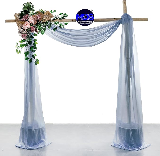 MDS Halloween Chiffon Draping Fabric - 2 Panel, 30" Wide x 40ft Long - Sheer Spooky Arbor & Canopy Drapery for Haunted House Backdrops, Party Ceilings, DIY Costumes & Themed Events - Dusty Blue