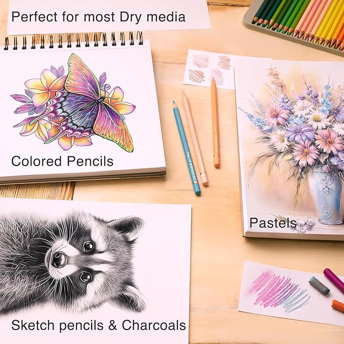 ARTISTIC EYE 9x12 Premium Sketch Book Set, 100 Sheets, Spiral Bound, 68lb (100gsm), Acid-Free Drawing Paper, Ideal for Kids, Teens & Adults (Set of 2)