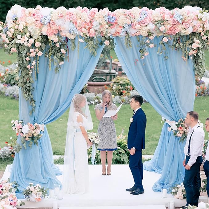 Wokceer Wedding Arch Draping Fabric 28.7" x 20FT Baby Blue Sheer Drapes Backdrop Arch Draping Fabric for Wedding Ceremony Birthday Party Bridal Shower Decoration