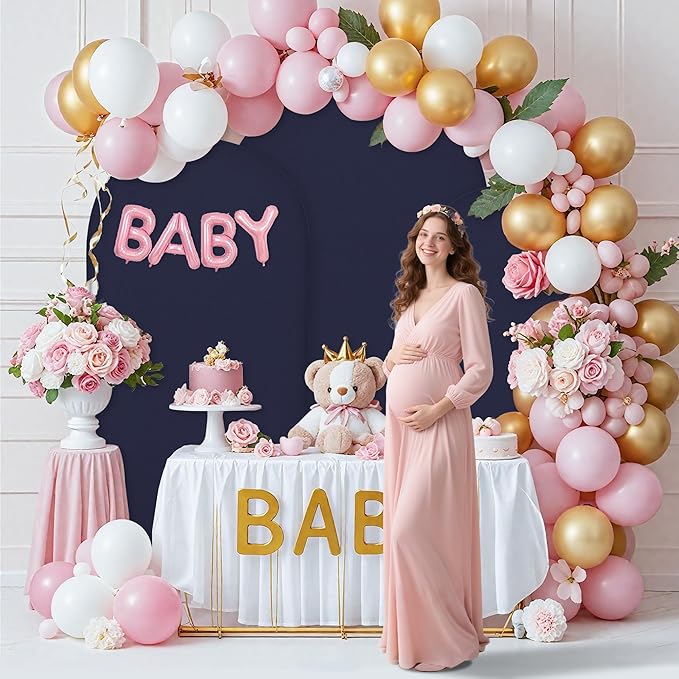7.2FT Wedding Arch Covers Arch Backdrop Cover Arch Stand Covers Set Arch Cover Spandex Fabric Stretchy Backdrop for Wedding Birthday Party Decoration Baby Shower (Dark Blue)