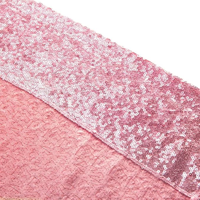 Poise3EHome 8Ft x 8Ft Fuchsia Pink Sequin Backdrop, Glitter Thick Satin Sequin Background Drapes, Sparkly Opaque Photography Curtain Backdrop for Wedding Party Holiday Festival Decor