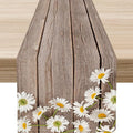 Farmhouse Floral Table Runner, Spring Seasonal Daisy Flower Retro Wooden Country Table Center Decor for Home Kitchen Dining Patio Holiday Party Indoor Outdoor Table Decorations, 13"x72" Inch