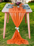 MDS 20 Pack 10ft Chiffon Table Runner 29 x 120 Inches Sheer Wedding Runner Romantic Rustic Table Runner for Wedding Decorations, Birthday Parties, Bridal Shower Party Arch Decor - Orange