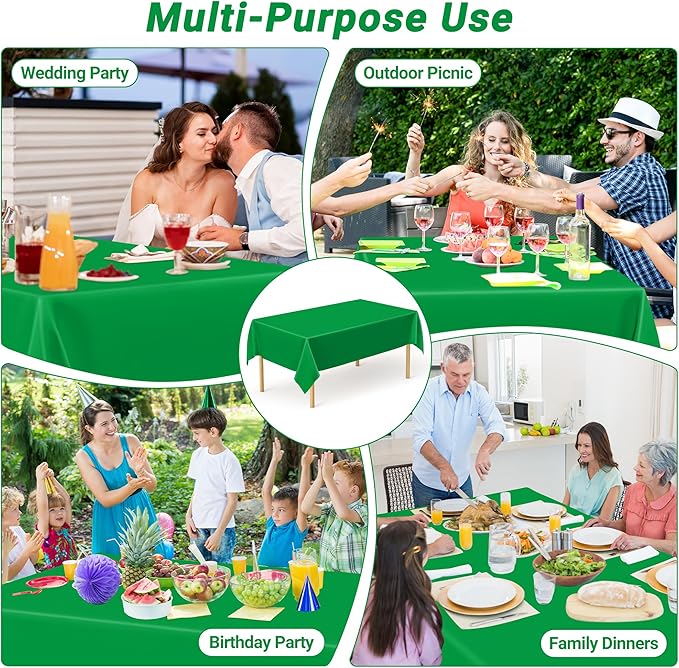 4 PCS Plastic Tablecloths for Rectangle Tables, 54 x 108 Inches Baptism Decorations, Waterproof and Leakproof Picnic Table Cover for Bachelorette Party, Colorful Tablecloth Adaptable to Every Table