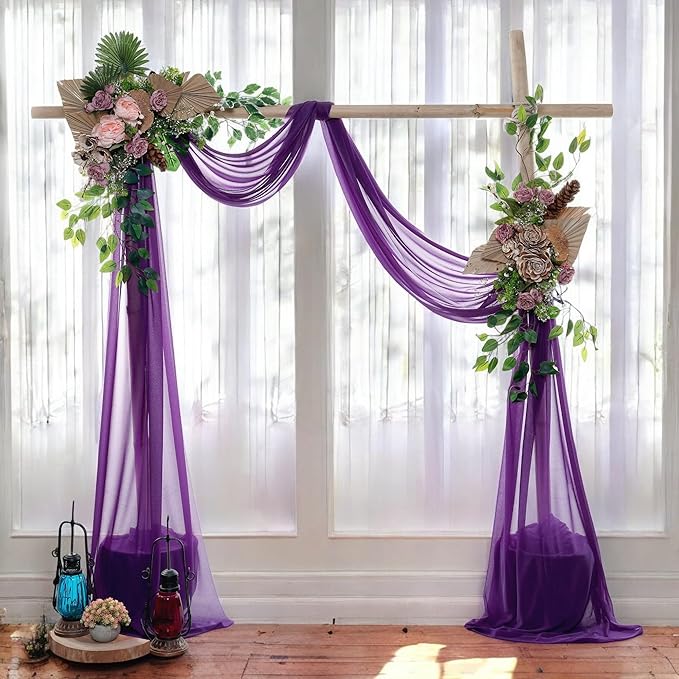 MDS Halloween Chiffon Draping Fabric - 2 Panel, 30" Wide x 40ft Long - Sheer Spooky Arbor & Canopy Drapery for Haunted House Backdrops, Party Ceilings, DIY Costumes & Themed Events - Cadbury Purple