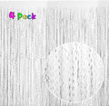 Door Streamers Foil Backdrop, 4 Pack – White, 3.3x6.6ft Metallic Tinsel