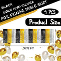 29x108 Inch Metallic Foil Fringe Tinsel Table Skirts, 4 Pack