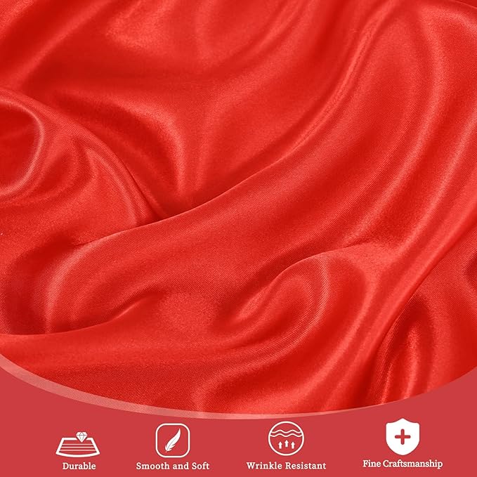 fani 12 Pack 120 Inch Red Satin Tablecloth - Premium Bright Silky Round Tablecloth Overlay Smooth Fabric Table Cover, Table Decoration for Wedding Party Banquet Events Restaurant Kitchen Dining