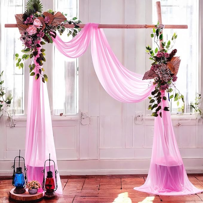 MDS Halloween Chiffon Draping Fabric - 1 Panel, 30" Wide x 40ft Long - Sheer Spooky Arbor & Canopy Drapery for Haunted House Backdrops, Party Ceilings, DIY Costumes & Themed Events - Bubblegum Pink