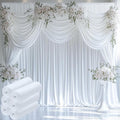 50ftx12ft Wrinkle Free White Backdrop Curtain, 10 Panels 12FT Height White Wedding Backdrop Drapes, Silky Polyester Back Drop Cloth for Birthday Photography Background Party Backdrop Draping