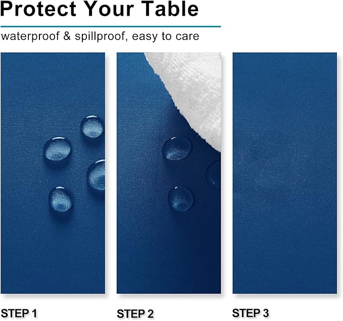 Hiasan 2 Pieces Royal Blue Tablecloth Rectangle - Waterproof and Washable Fabric Table Cloth for Card Tables, 52 x 70 Inch