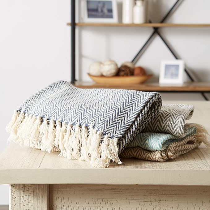 DII Woven Basic Tabletop Collection Chevron Table Runner, 15x72, Stone