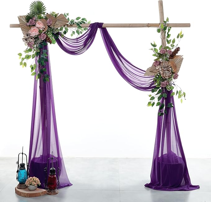 Fabric Sheer Chiffon in Purple, 3 Panels, 30 Inch x 20 Feet