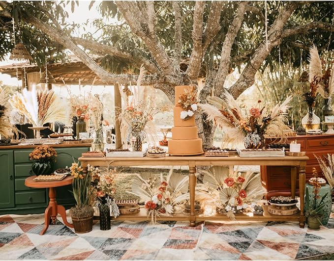 Dried Pampas Grass Decor, 100 Stems Pampas Grass Contains Bunny Tails Dried Flowers, Reed Grass Bouquet for Wedding Boho Flowers Home Table Decor, Rustic Farmhouse Party (17", White and Brown)