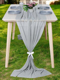 MDS 20 Pack 10ft Chiffon Table Runner 29 x 120 Inches Sheer Wedding Runner Romantic Rustic Table Runner for Wedding Decorations, Birthday Parties, Bridal Shower Party Arch Decor - Gray