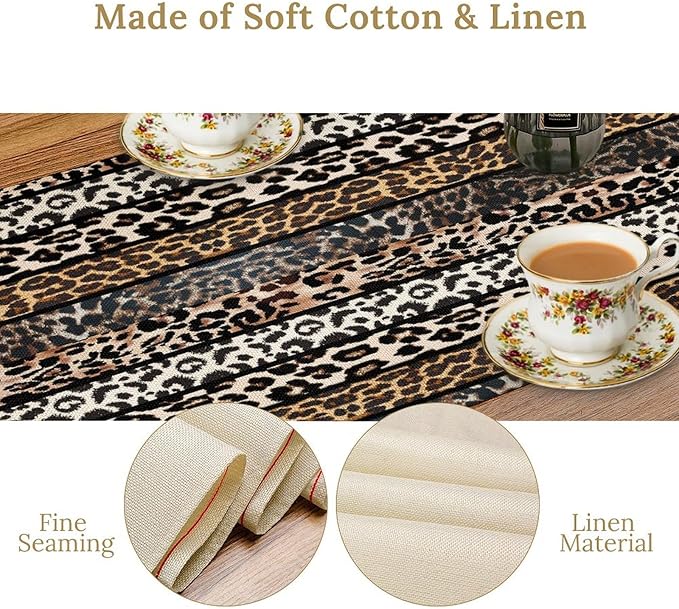 Cow Patchwork Print Table Runner, Country Farm Animal Fur Skin Farm Safari Wildlife Pattern Table Runner for Dinner Dinning Home Kitchen Living Room Party Holidays Setting, 13x60 Inch