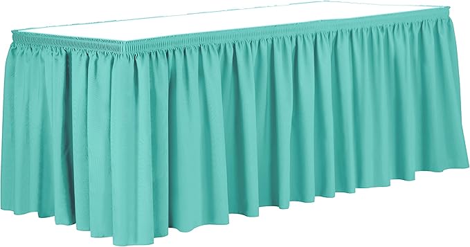 Ultimate Textile Pleat Polyester Fabric Table Skirt - Machine Washable Flame Resistant with Clips for Events, Weddings & Trade Shows, Cut & Sewn in Paterson, NJ - Caribbean, 21' Shirred Pleat