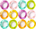 Epoxy Resin Spring Napkin Rings Set of 12 - Irregular Napkin Holders for Dining Table, Party Decor, Weddings, Everyday Use, Elegant Tabletop Accents (Multi Pastel) - CLEENTABLE
